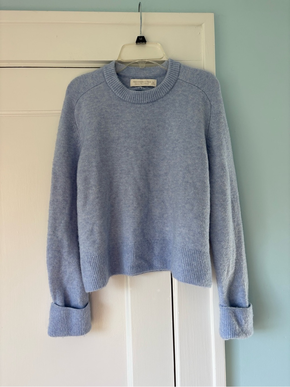 Abercrombie & Fitch The Madeline Merino Wool-Blend Crew Sweater Light Blue XS